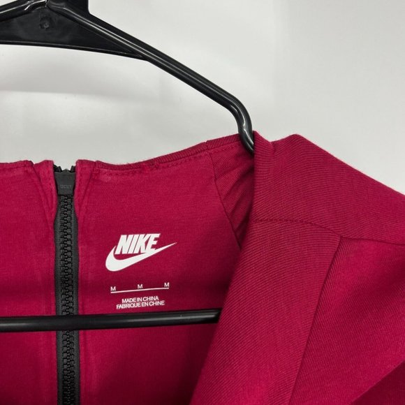 Nike Tech Top Fleece Crewneck Burgundy Short Sleeve - Picture 3 of 12
